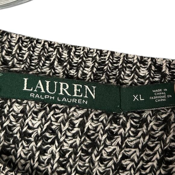 Lauren Ralph Lauren Marled Knit Crewneck Sweater Women's XL Grey Button Accents - Picture 4 of 6